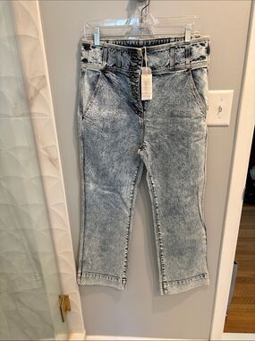 Ulla Johnson Ellis Jeans High-Waist Acid Wash Jeans - Light Gray NWT size 12